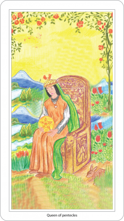 La carte de tarot de la Reine des Pentacles